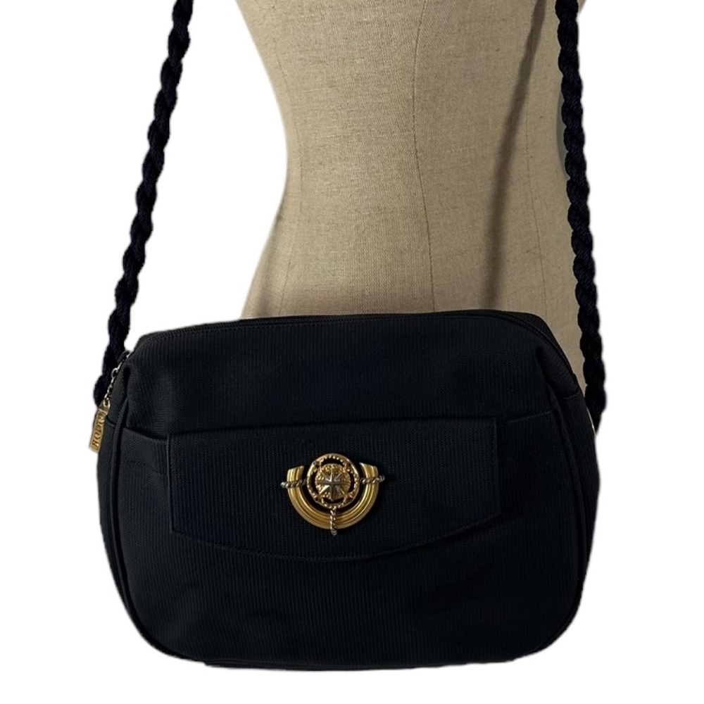 Vintage RODO navy blue Nautical shoulder bag purse crossbody 80s rope strap
